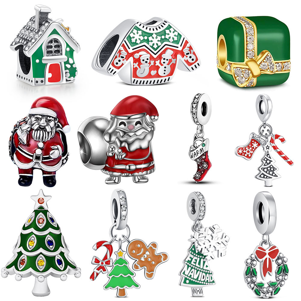 2024 Christmas Charms Bead  Fit Original Pandora Bracelet Women Jewelry Holiday party gifts DIY