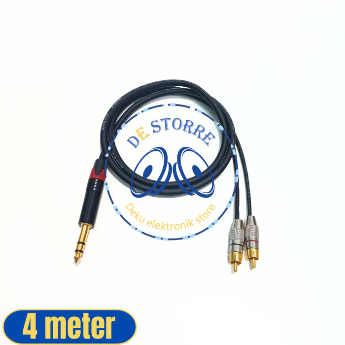 jack akai stereo to dual rca male kabel trs 6.5mm to rca - 0.5 meter - 5 meter - 4M