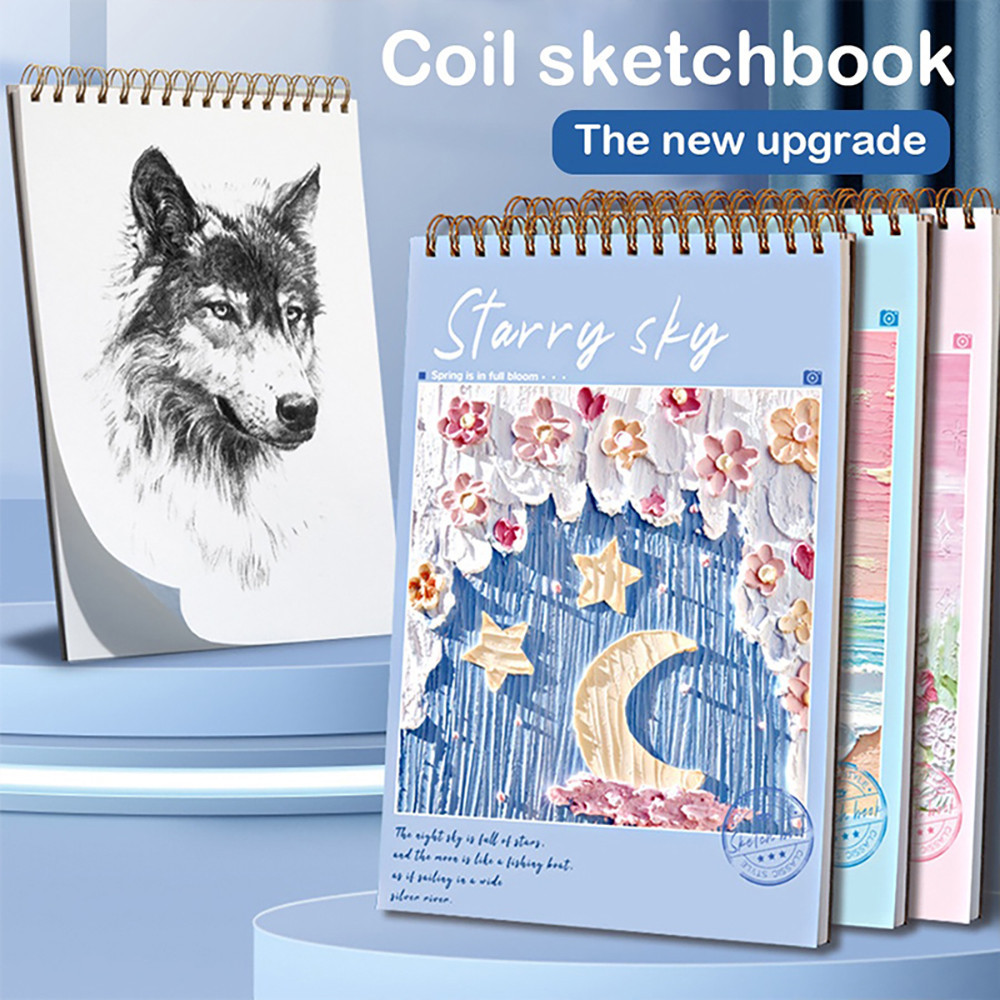 

[DOTDING] Sketchbook A4 Vertikal Spiral 45L - Buku Gambar Estetis dengan Cover & Kertas Khusus Media Campuran K004