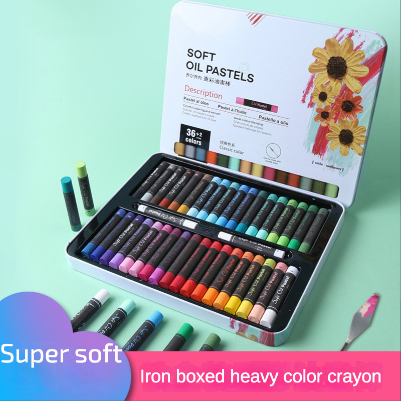

1 Pcs Heavy Oil Pastel Super Soft Iron Box Set 24/36/48-color Macaron Morandi Color Oily Crayons Art Supplies