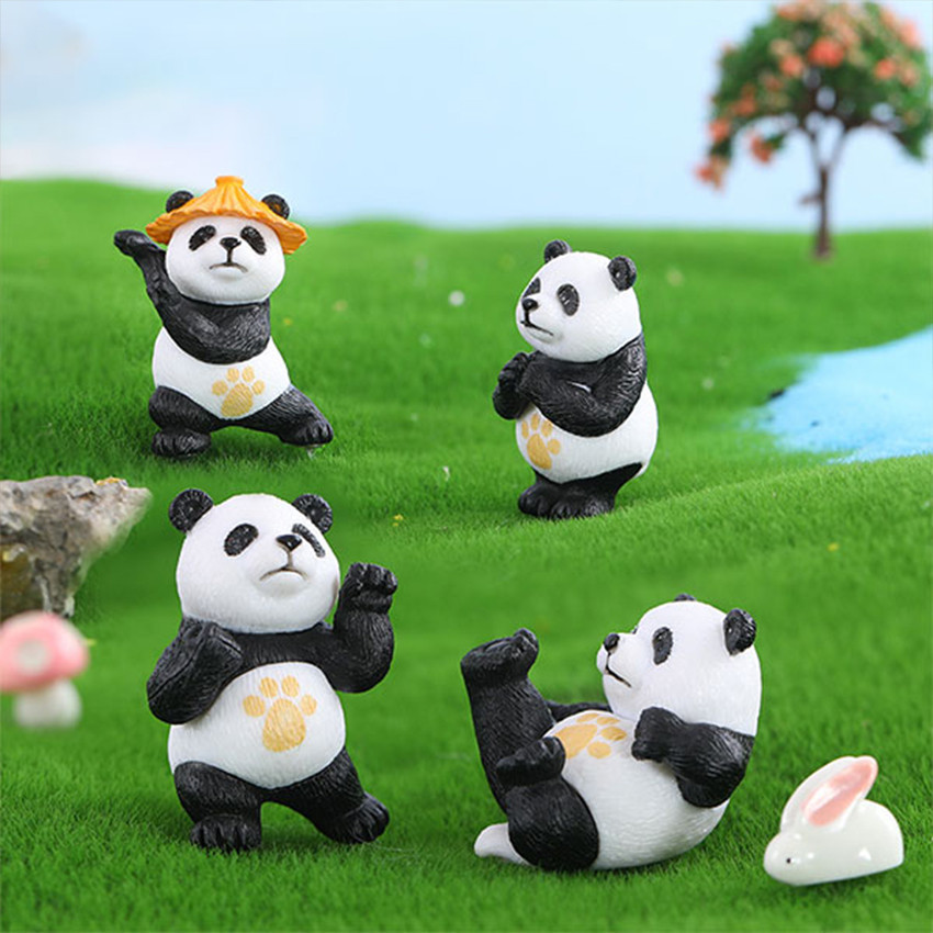 4Pcs Set Kungfu Panda Ornamen Miniatur Multi Action Figure Kungfu Panda Pajangan Hiasan Dashboard