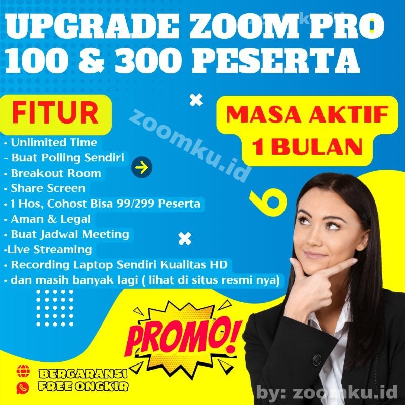 PROMO Zoom Pro Premium 100 Peserta 1 Bulan Termurah Full Garansi