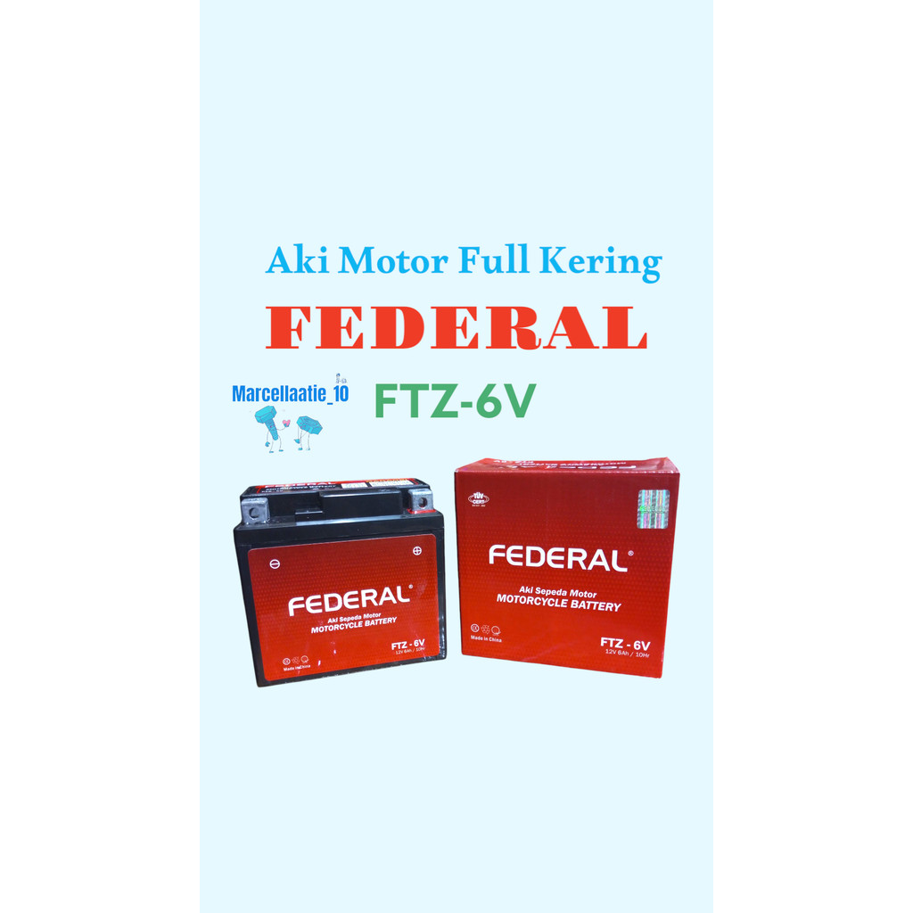 1 PCS FEDERAL AKI MOTOR FULL KERING FTZ-6V AKI MOTOR MURAH GTZ6V AKI MOTOR FULL KERING GTZ6V GTZ-6V 