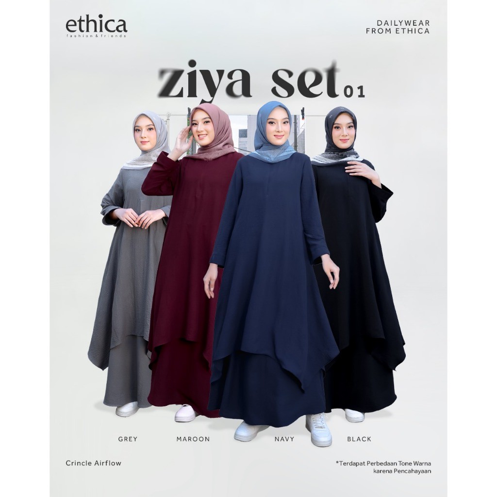 ETHICA Set Gamis Ziya Set 01 Baju Wanita Atasan dan Bawahan