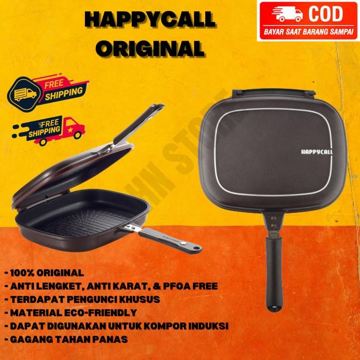 Penggorengan - Teplon Happycall Titanium Jumbo Grill Double Pan ORI - Standard 28CM