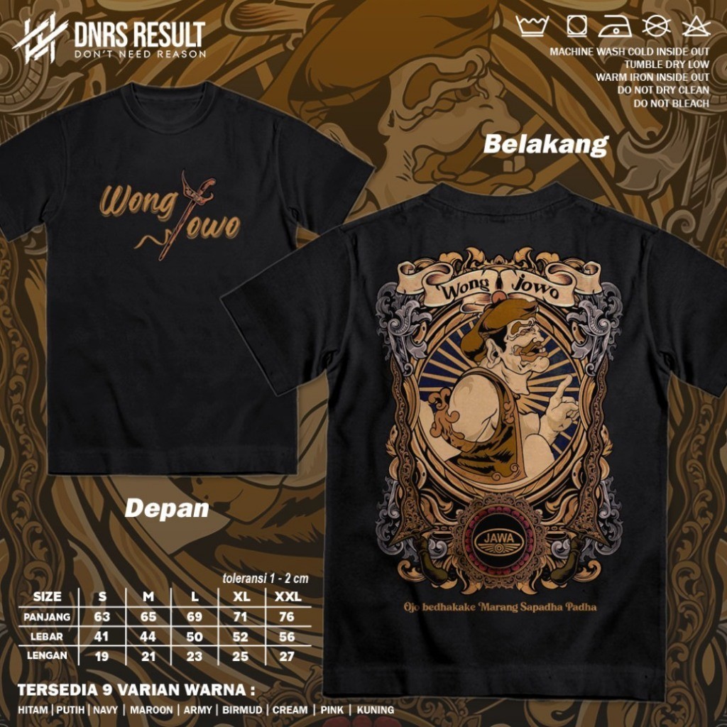 Kaos Kata Kata Jawa Wong Jowo Ojo Bedhakake Marang Sapadha Padha - Baju Java Culture Wayang Semar