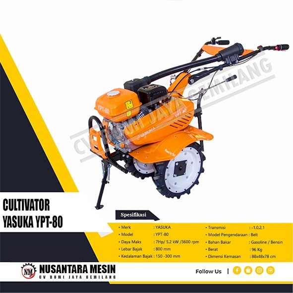 MESIN BAJAK SAWAH / CULTIVATOR TRAKTOR MINI YASUKA YPT 80