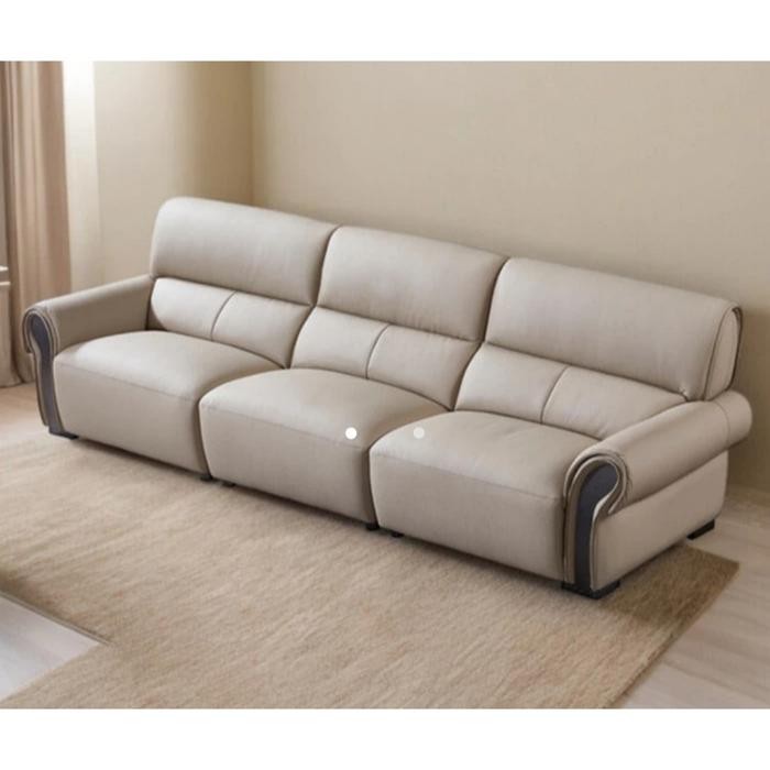 Sofa Kulit 3 Seater Mewah Kursi Ruang Tamu Minimalis Jati premium
