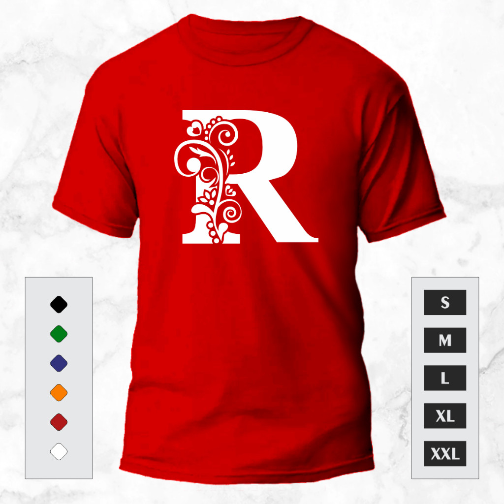 FREE GANTUNGAN KUNCI-KAOS INISIAL R-KAOS OBLONG COCOK BUAT PRIA DAN WANITA