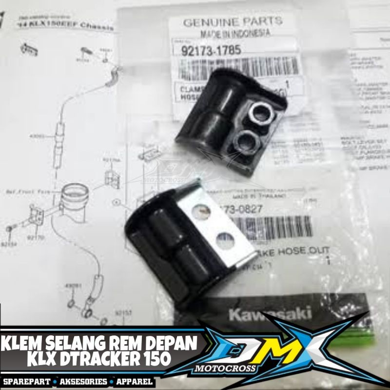 CLAMP BRAKE HOSE KLEM SELANG REM DEPAN BOTTOM KLX DTRACKER 150 PNP CRF 150L 92173-0827 92173-1785