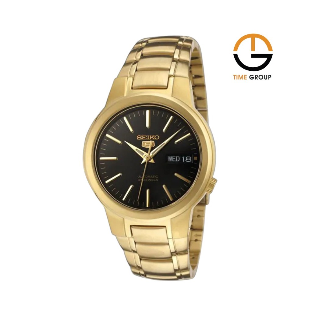 JAM TANGAN PRIA SEIKO 5 KINETIC SNK050 SNK050K1 AUTOMATIC BLACK DIAL GOLD STAINLESS STRAP ORIGINAL