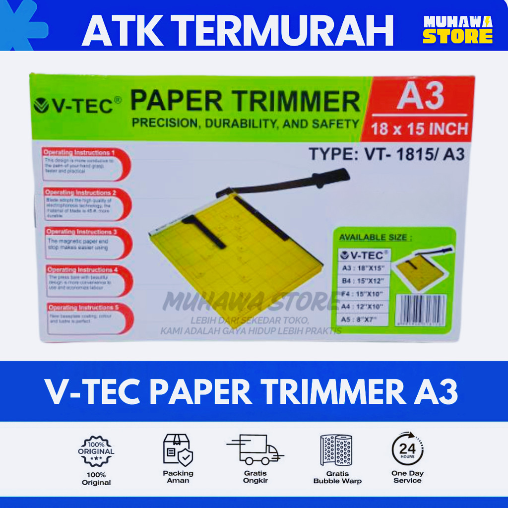 

V-TEC Paper Trimmer Pisau Potong Kertas A3 VT-1815 / V-TEC Pisau Potong Kertas Besi 1815 A3