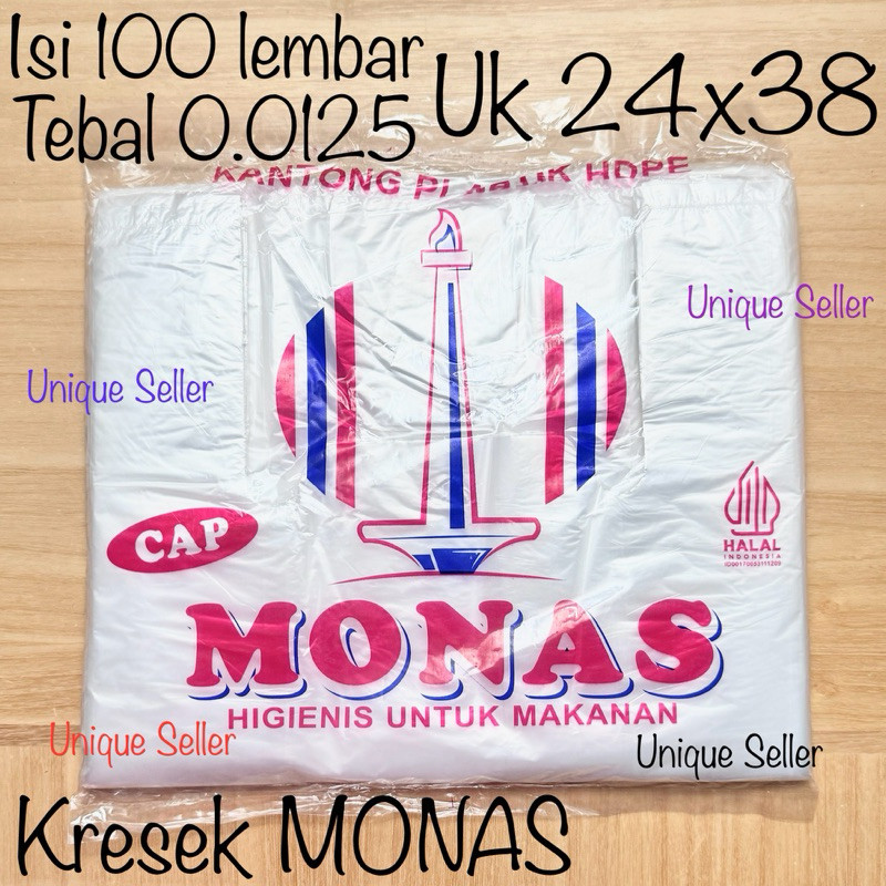 [Isi100] Kresek Transparan uk 24 MONAS / Kantong Kresek Transparan MONAS uk 24x38 / Kantong Plastik 