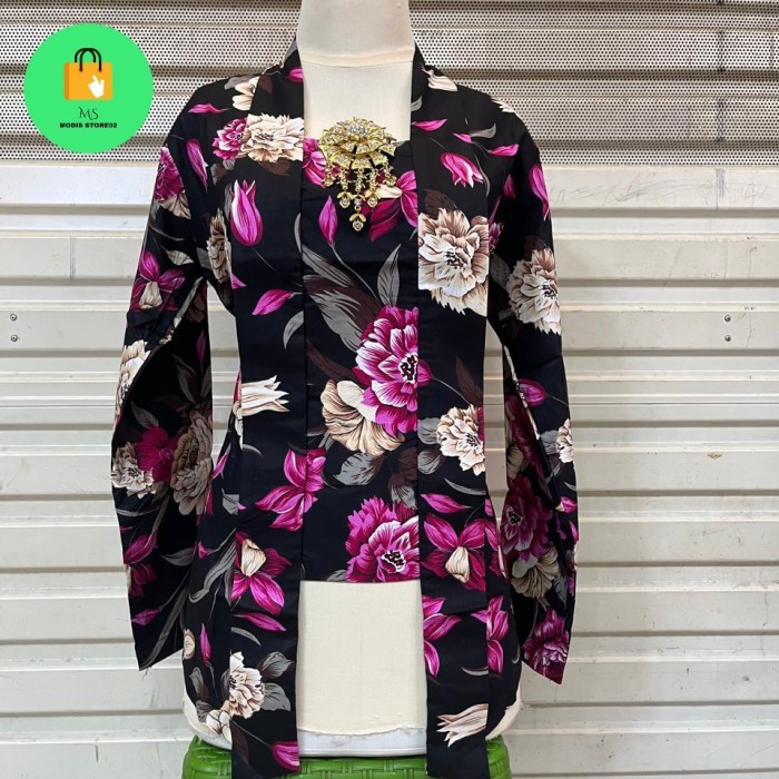 

New Atasan kebaya kutubaru premium motif bunga/kebaya seragaman kerja - mocca, XXL