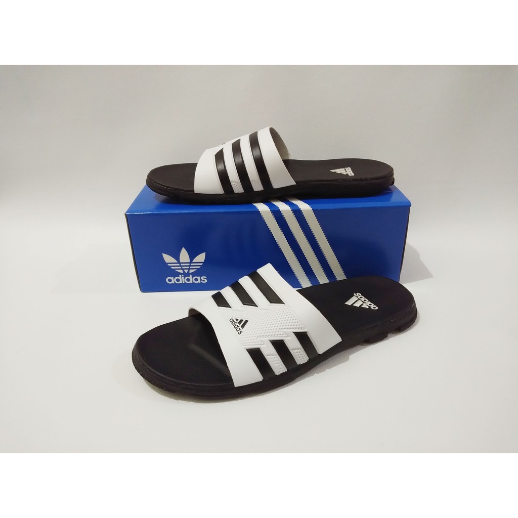 SANDAL PRIA SELOP PUTIH HITAM, SANDAL PRIA. SANDAL BERKUALITAS. SANDAL SELOP. SANDAL SLIDE. SANDAL S