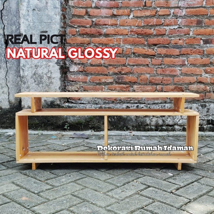 Meja Tv Minimalis Bahan Kayu Modern Cocok Buat Tv 34 Inch -43 Inch TK - Natural glossy