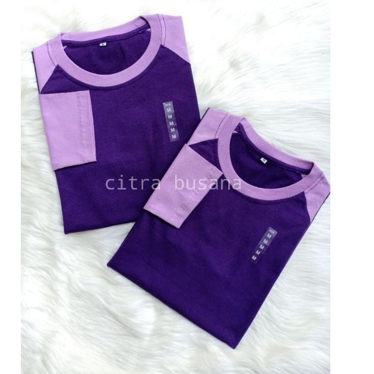 ❂ KAOS RAGLAN COMBED UNGU TUA - UNGU MUDA LENGAN 3/4 dan PANJANG ♂