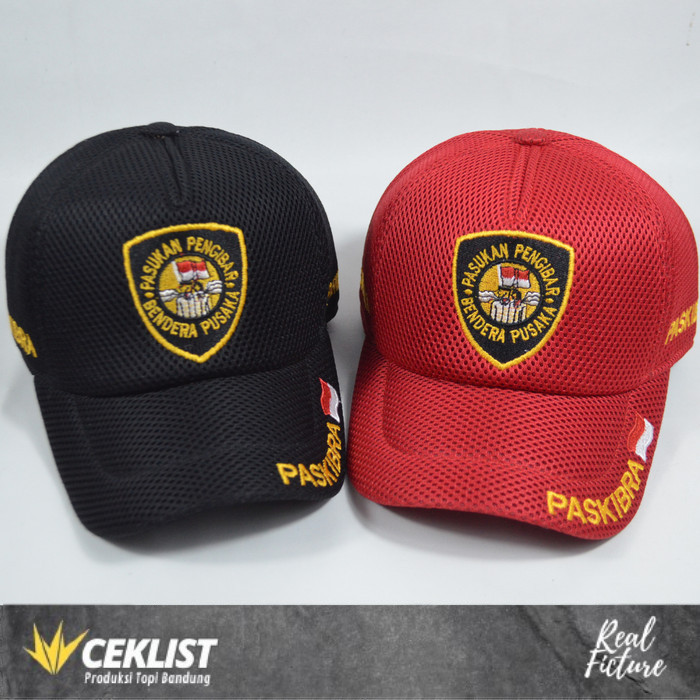 Topi Paskibra Indonesia Pelatih / Pembina Double Mess Merah/ Hitam