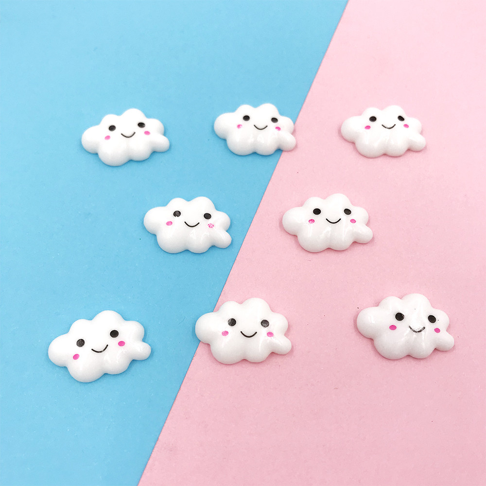 

50Pcs/lot Cartoon Cloud Resin Cabochon Kawaii Flat back Cabochons Fit Phone Embellishments DIY Beads for Jewelry Accessories