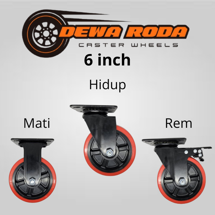 Roda Troli 6 Inch PU Medium Duty