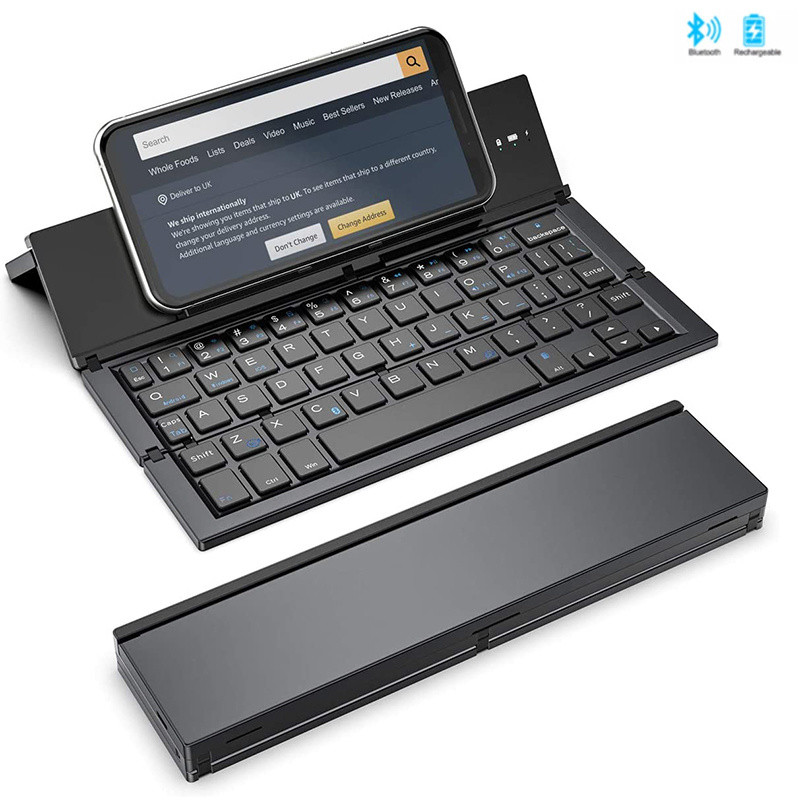

BOW Folding Keyboard Wireless Rechargeable Foldable Bluetooth Keyboard Pocket Keyboard with Pocket Size for Phone iPad