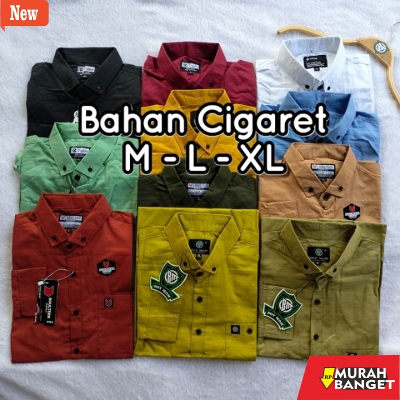Kemeja formal pria KEMEJA POLOS BAHAN CIGARET Kemeja Polos panjang Warna Sage / putih / hitam / mocc