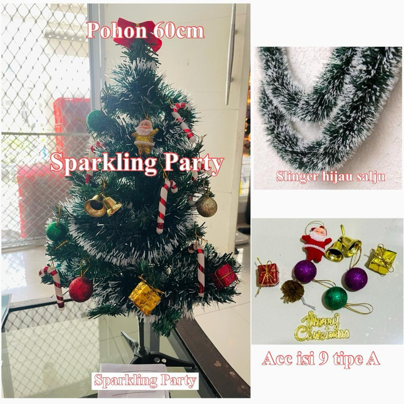 SPESIAL HARI NATAL // Dekorasi pohon natal 60 cm/paket pohon natal 60 cm/paket dekorasi pohon natal 