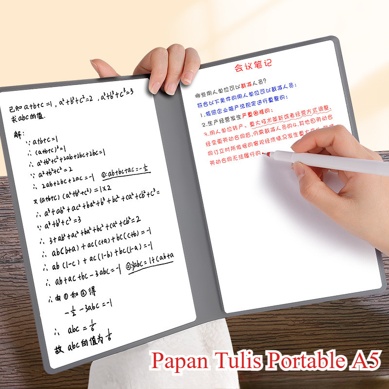 

Papan Tulis Portable A5 Whiteboard Notebook PU Leather with Pen Draf buku Notepad