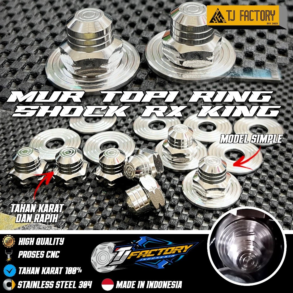 Mur Topi Ring M10 Drat 14 picth 1,25 Stainless CNC Shock Belakang RX KING Drat HALUS By TJ Factory