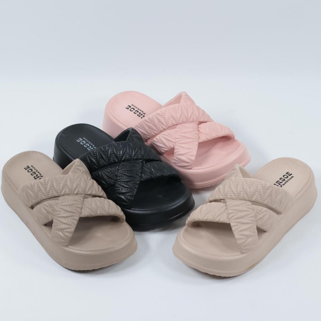 Sandal Wanita Selop Kepang Bahan Karet EVA Premium Wedges Sandal Jelly Strap Anti Slip Sendal