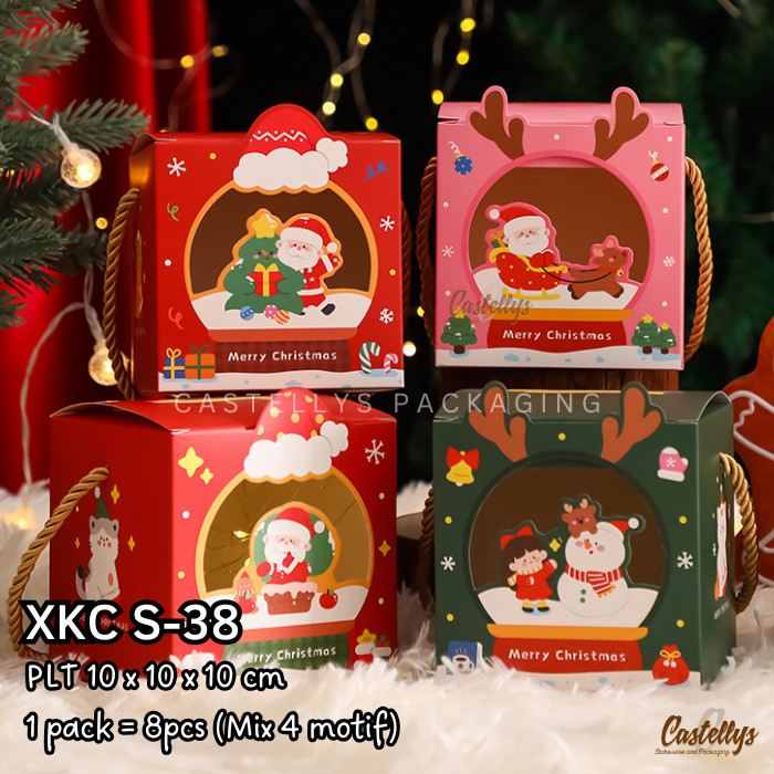 

XKC-S38 8 pcs Kotak Souvenir Hadiah Cookies Permen Snack Natal Christmas