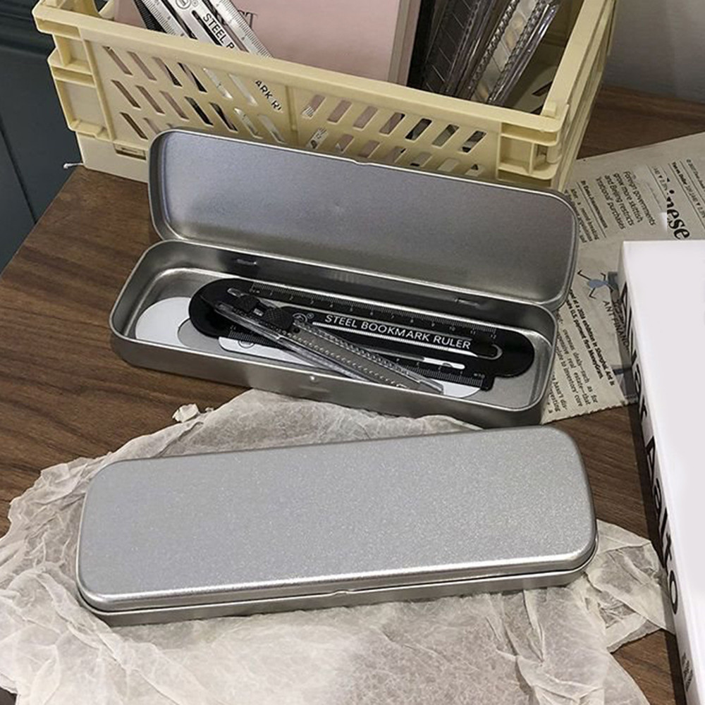 

Metal Pen Box Tinplate Box Gift Box Fountain Pen Case Pencil Stationery Organizer Tin Box School Supplies Heavy Duty Rectangular