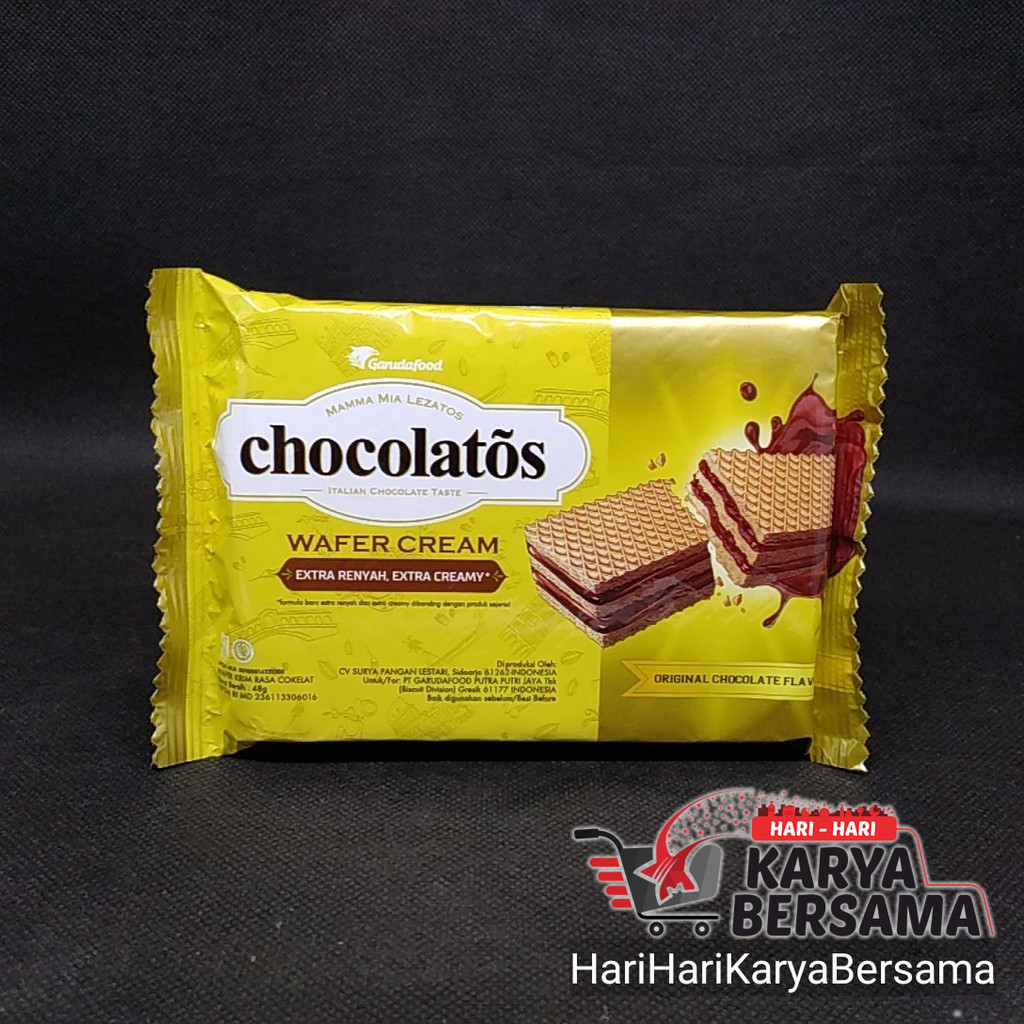 

MAKANAN RINGAN GARUDA FOOD CHOCOLATOS WAFER CREAM CHOCOLATE 40GR