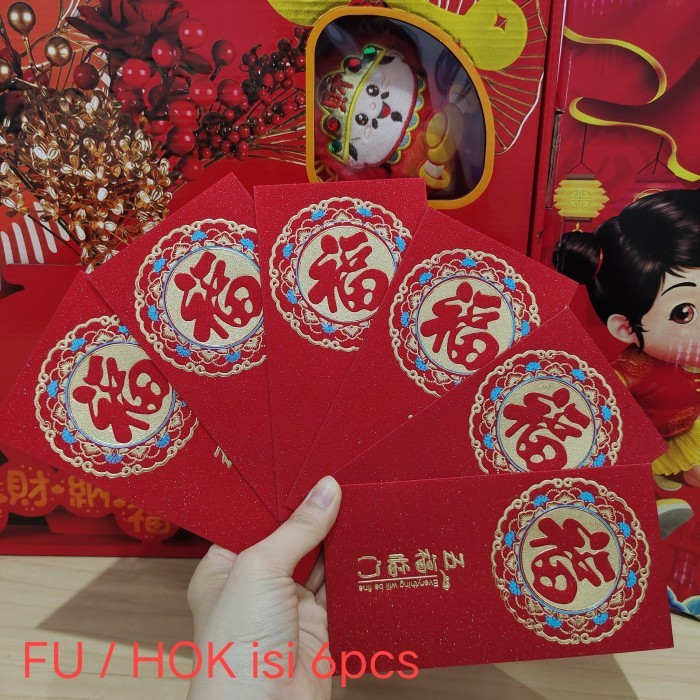 

Angpao Panjang Sincia / Angpau Imlek Merah / Angpau Gede Besar - HOK/FU isi 6pcs