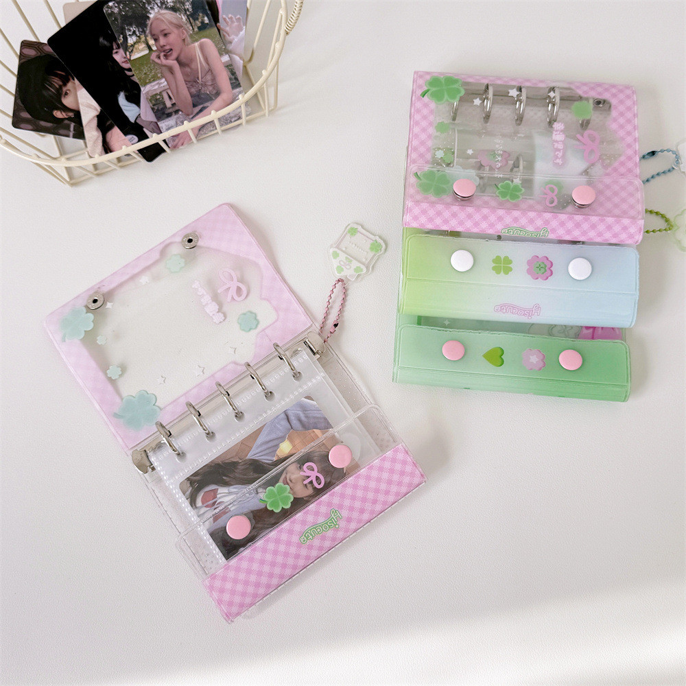 

Kawaii Cartoon Transparent Binder M5 Pocket Notebook Double Buckle Yearly Daily Weekly Notepad Planner Agenda Photo Storage Book
