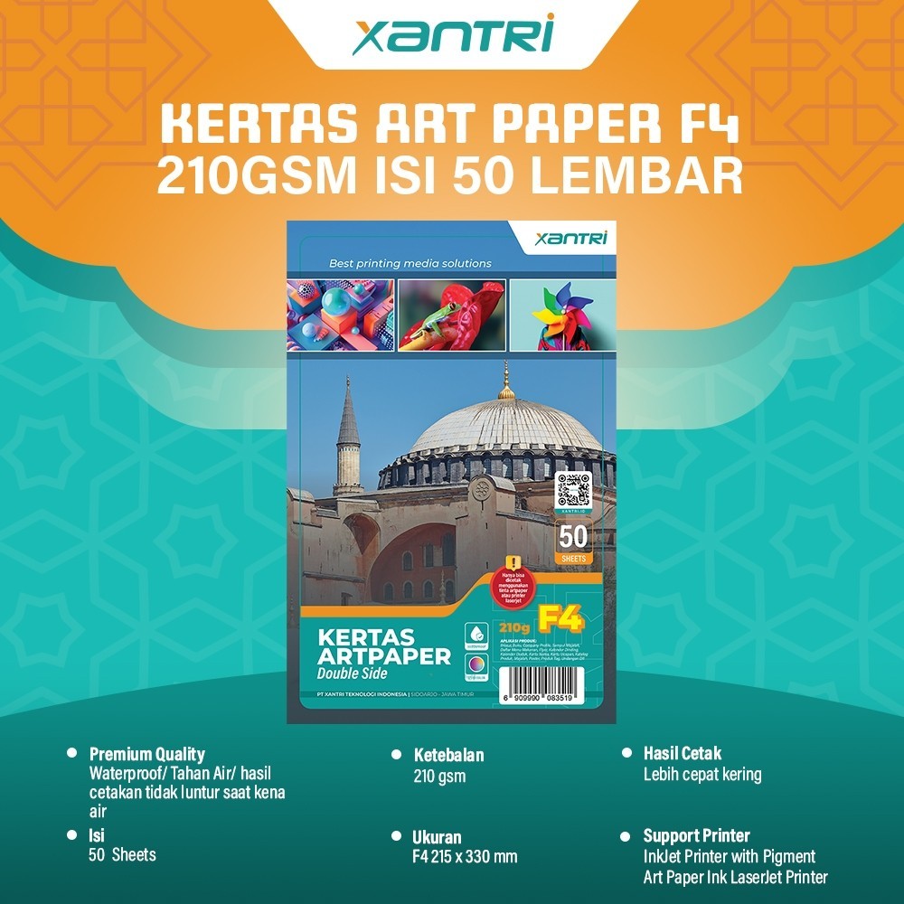 Xantri - Kertas Art Paper F4 210gsm Isi 50 lembar Kertas Art Karton Cartoon Printer F4