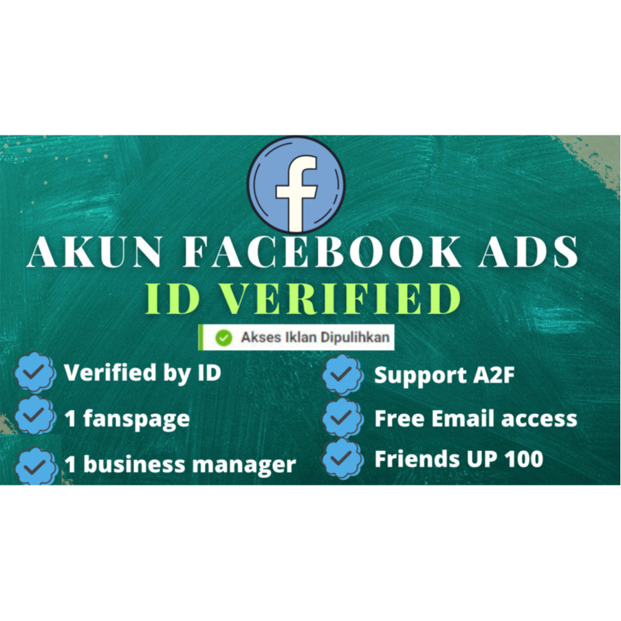 Akun Facebook ads Verified ID + BM + Fanspage Siap iklan