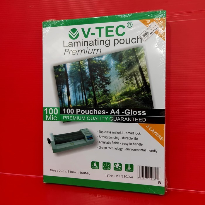 

V-TEC PLASTIK LAMINATING VT 310 - A4 UK. 225 X 310 MM - 100 Mic