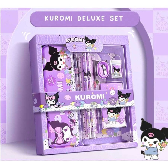 

⭐BISA COD⭐ Kotak Pensil Anak Set 7 in 1 Stationery Hadiah Anak Sekolah Sanrio Alat Tulis Set Kotak Pensil 7IN1 KUROMI