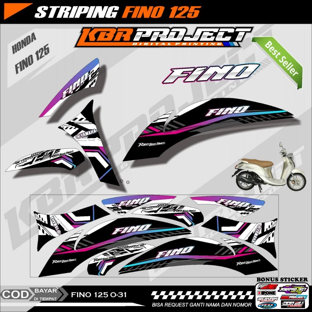 FINO 125 STIKER STRIPING PREMIUM MOTOR KEREN LIS VARIASI FINO 125 STIKER MOTOR YAMAHA DESAIN HOLOGRA