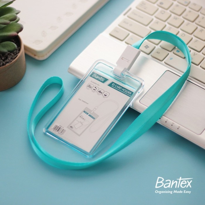 

⭐BISA COD⭐ Bantex Transparent ID Card Holder Lanyard Potrait Clear #8868 08 Biru Muda