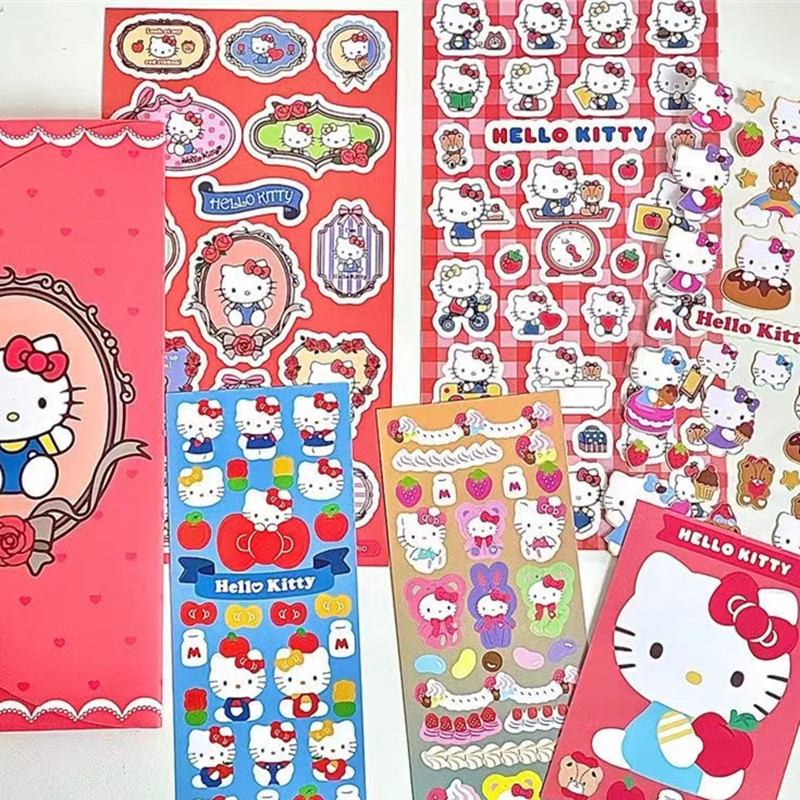 

Sanrio Hello Kitty Stickers Set Cinnamoroll Kuromi My Melody Pachacco Kawaii Kt Cat Handbook diy Sticker Decals Gift Kids Toys