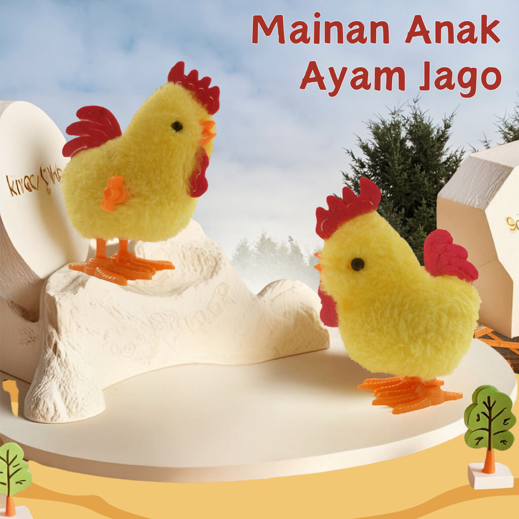 Mainan Anak Ayam Jago Berjalan Model Putar Kunci Wind Up Mainan Anak Ayam Jago Tanpa Baterai