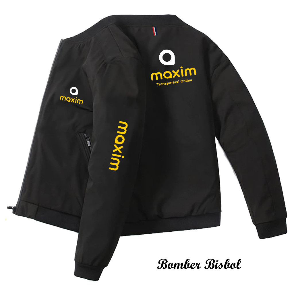 Jaket Maxim Bomber Sablon / Jaket Maxim Hitam/ Jaket Maxim Murah/ Jaket Maxim Driver/ Jaket Maxim Te