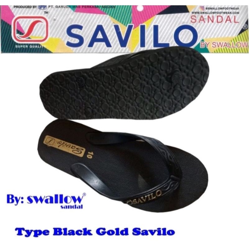 Sandal Savilo Black Gold/hitam by Swallow