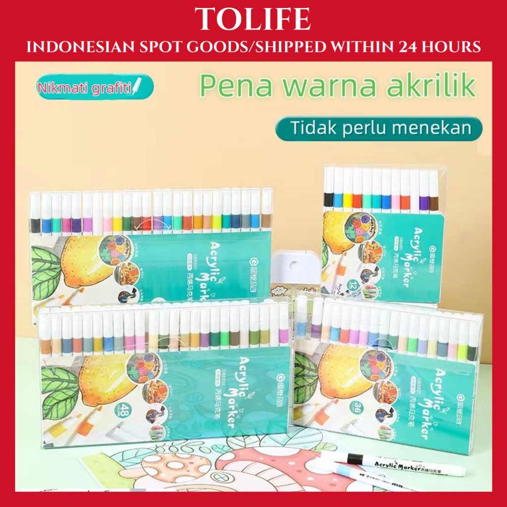 

（COD）Pen Akrilik Marker Warna Cepat Kering Tahan Air / Spidol Acrylic Painter / Menggambar Kreativitas Seni Edukasi Anak