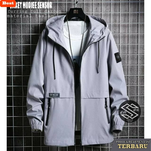 hoodie pria keren Jaket Bomber Sensor Pria Wanita Jaket Hoodie 6 Warna Jaket Cowok Keren - Putih, L