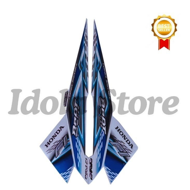 Striping Sticker Honda Beat fi 2014 Biru Putih list body motor beat 2014