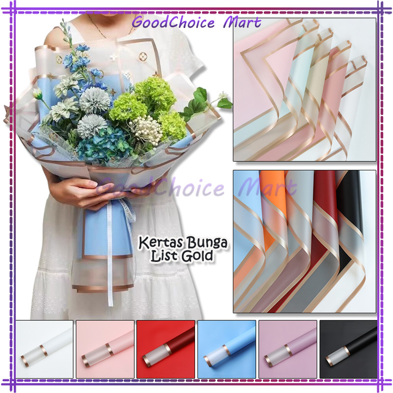 

Kertas Buket Bunga/Double Transparent Gold Line Flower Wrapping Paper