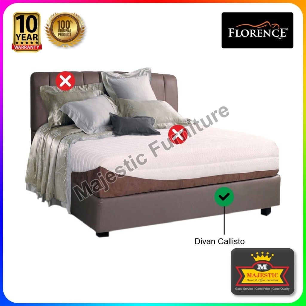 Divan Florence Callisto - 100/120/160/180/200 - Jogja (Tinggi Divan 23 cm, Tinggi Kaki 10 cm)